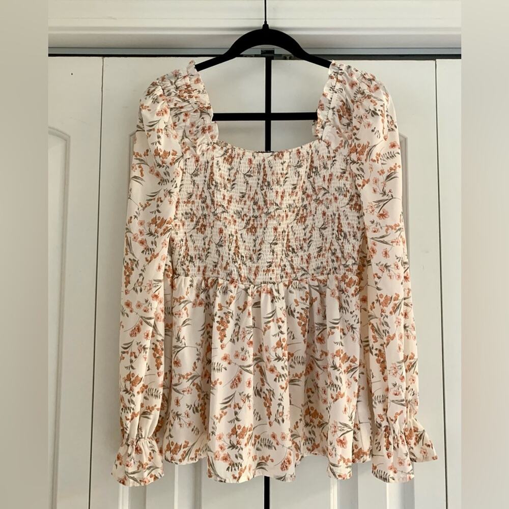 Floral Peasant Blouse Empire Waist Size Small Boho Fairy Festival Feminine Fall